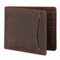 Portefeuille pliant 12 x 9.5 x 1.5 cm en cuir marron pour adulte style vintage