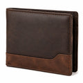 Portefeuille pliant 12 cm en matière aspect cuir marron foncé