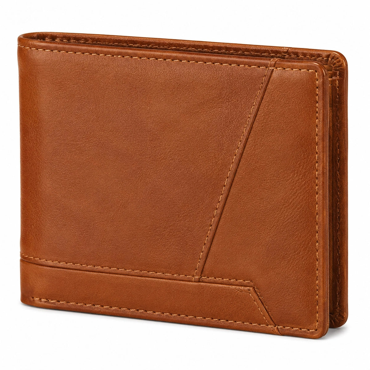 Portefeuille pliant 11.5 x 9.5 x 1.5 cm en similicuir marron style classique