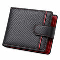 Portefeuille 12 x 9 x 2 cm en cuir synthétique noir/rouge à fermeture pression style texturé