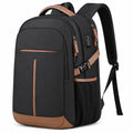 Sac à dos 48 x 32 x 20 cm en tissu synthétique noir/marron avec port USB et compartiments multiples