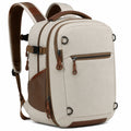 Sac à dos 48 x 32 x 18 cm en textile beige et marron pour voyage avec compartiments zippés