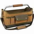 Sac de rangement pour outils 40 x 20 x 30 cm en toile marron et vert avec bandoulière