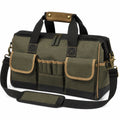 Sac à outils 40 x 18 x 28 cm en toile vert kaki avec bandoulière rangement multifonction