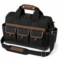 Sac de voyage 45 x 25 x 30 cm en toile noire et marron à bandoulière avec poches