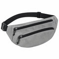 Sac banane taille réglable en textile gris à double compartiment