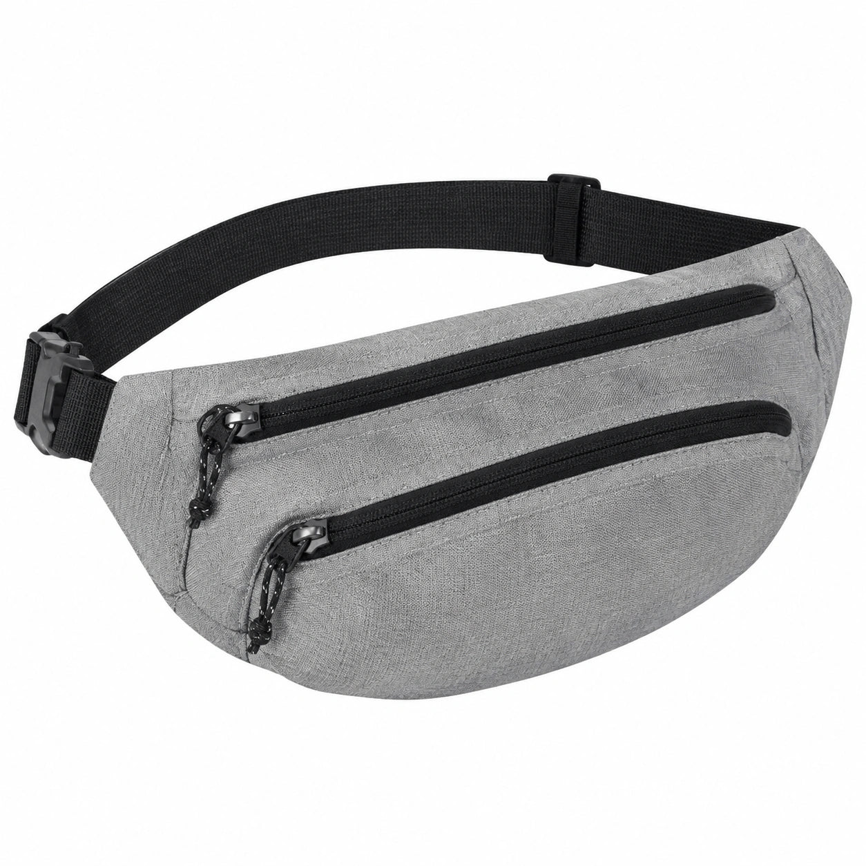 Sac banane taille réglable en textile gris à double compartiment
