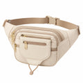 Sac banane 30 x 15 x 10 cm en similicuir beige à multiples poches