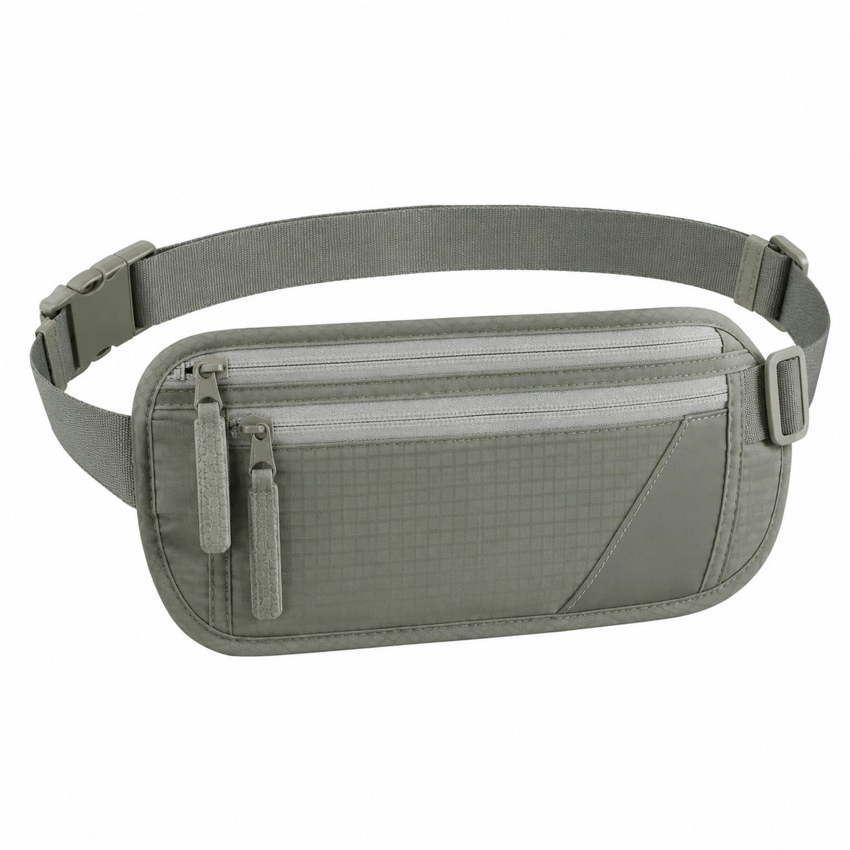 Sac banane 25 x 5 x 14 cm en tissu synthétique kaki avec poches zippées