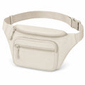 Sac banane 28 x 15 x 8 cm en textile beige pour rangement quotidien à poches zippées