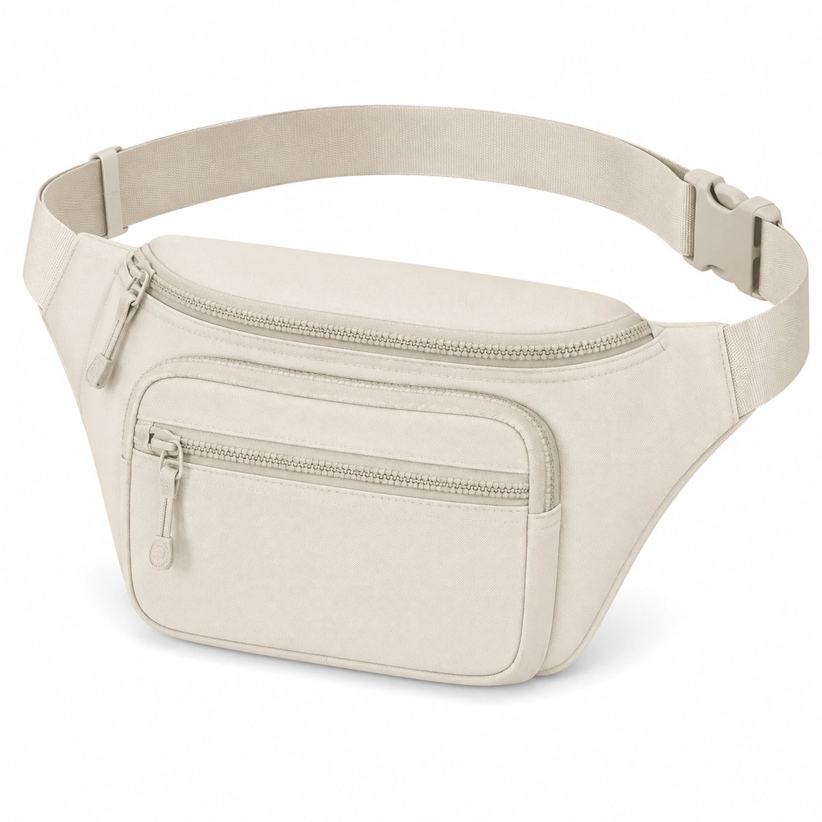 Sac banane 28 x 15 x 8 cm en textile beige pour rangement quotidien à poches zippées