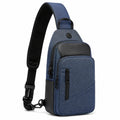 Sac bandoulière 18 x 8 x 30 cm en tissu synthétique bleu avec rangements zippés style urbain