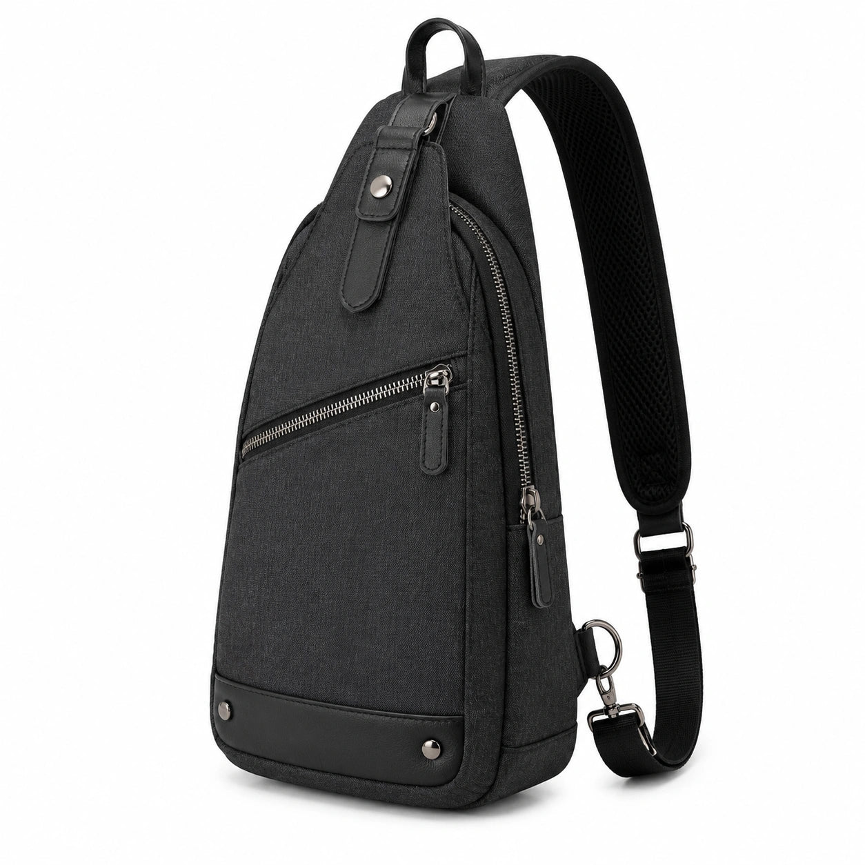 Sac à bandoulière 18 x 8 x 32 cm en tissu synthétique noir avec sangle réglable
