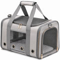 Sac de transport pour animal 45 x 28 x 28 cm en polyester gris avec maille aérée