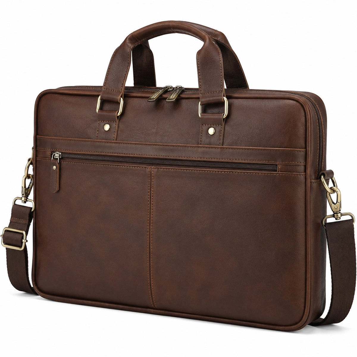 Sacoche ordinateur portable 40 cm en similicuir marron avec bandoulière réglable