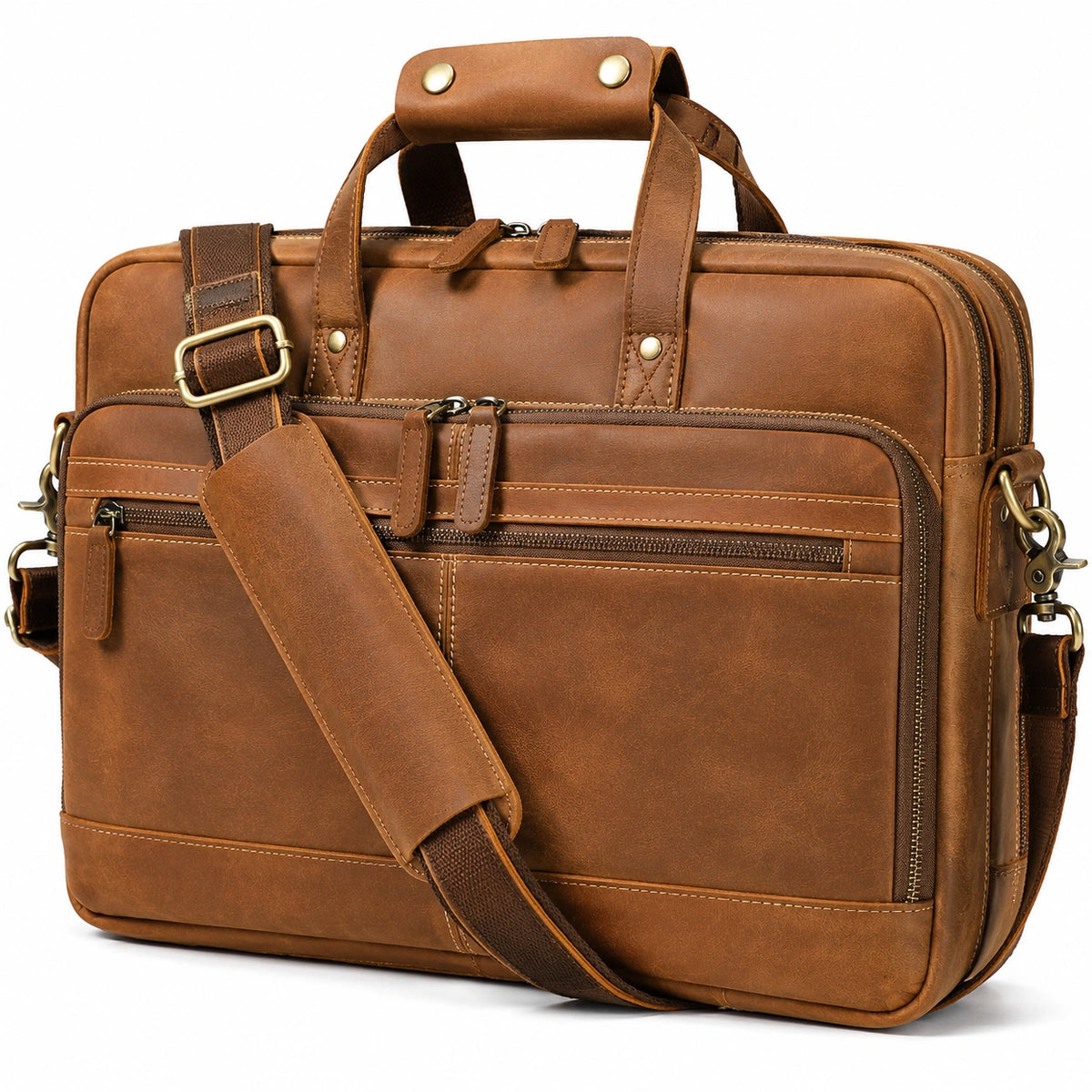 Sacoche pour ordinateur portable 40 cm en similicuir marron à bandoulière